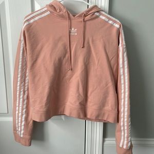 Adidas pink cropped hoodie